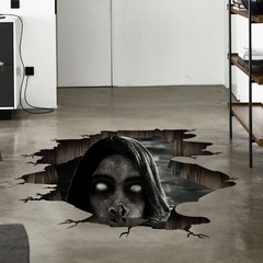3D Floor Wall Stickers Scary Ghost Halloween Removable Scary Interior Decoration