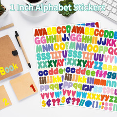 Alphabet Sticker, 1»Inch 12 Sheets Multicolor Letter Stickers, Self-Adhesive Vi