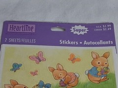 Vintage Pack of Heartline Hallmark Easter Stickers Bunnies with Baskets