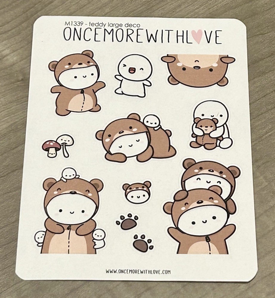 NEW Once More With Love ❤️ Teddy Bear Large Deco Sticker Set OMWL Stickers