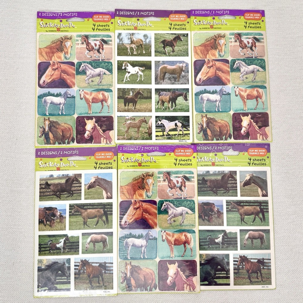Vintage Stickety-Doo-Da Sticker Hallmark Horses Lot 6 Packs NEW