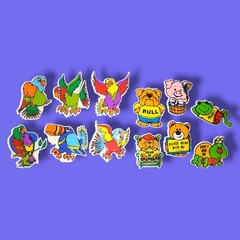 Vintage 1980s Birds & Animals Puffy Sticker Lot of 12