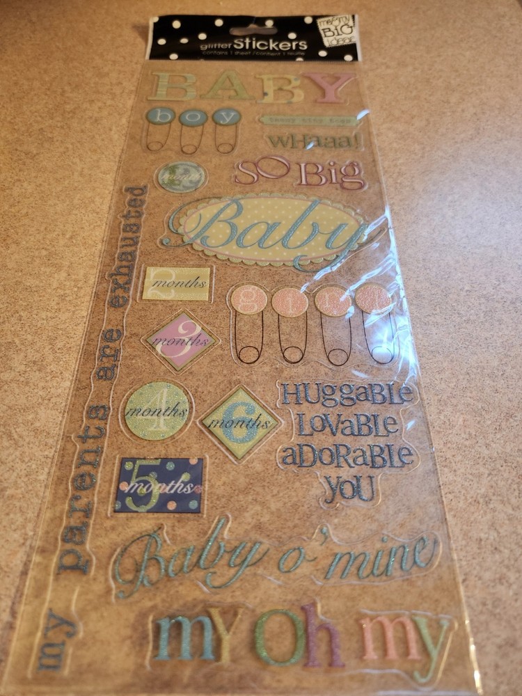 Me & My Big Ideas~Baby O’Mine Sayings Glitter Stickers