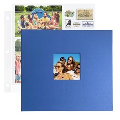 1DOT2 12×12 Large 3-Ring Scrapbook Photo Album, 80 Pages, Linen Cover, Blue