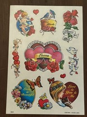 1 Sheet Vintage MARK 1 Love/Heart/Romance Stickers 1984 Rare, large sheet!