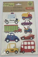 Transportation Pop Up Stickers 3 Sheets Approx 2-3×1-2 Inch Car Plane Truck Boat