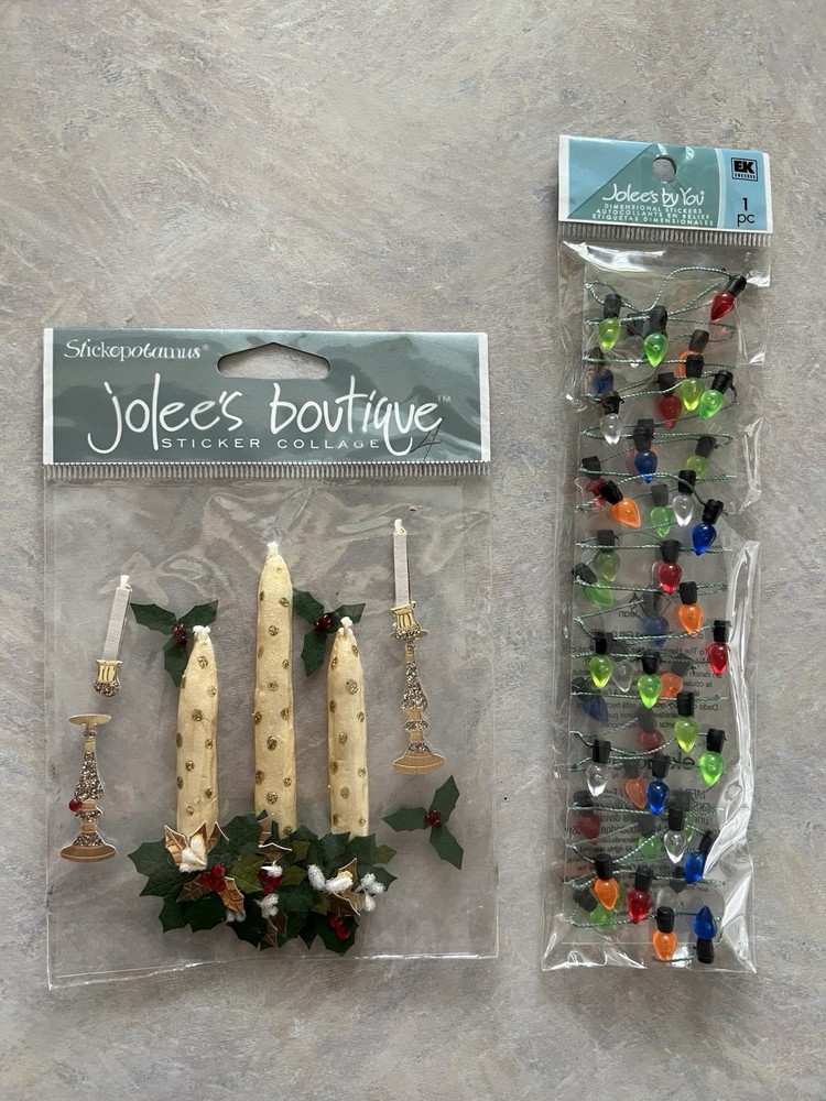 Lot Of 2 Jolees Boutique 3D Stickers Christmas Candles & string lights Ek Succes