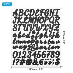 Alphabet Letters Numbers Stickers, 6 Sheets Self Adhesive Cursive Decal, Black