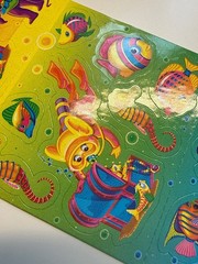 Vintage Lisa Frank Scuba Mouse and Tropical Fish Rainbow Sticker Sheet LFI- S288