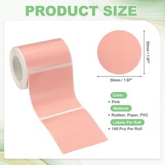 140 Pcs Thermal Sticker Paper, 2×2″ Round Thermal Printer Label, Pink