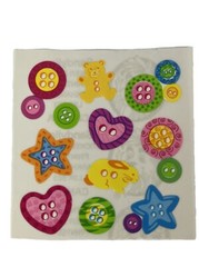 BABY BUTTONS Sticker(12pc) Sandylion•Star•Teddybear•Heart •Round•Sewing•2/4 hole