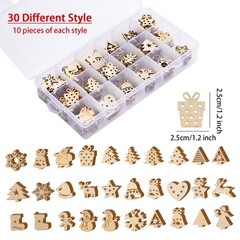 300 Pieces Unfinished Mini Wooden Christmas Ornaments DIY Wooden Christmas Or…