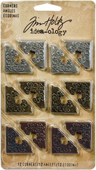 Metal Corners by Tim Holtz Idea-ology, 12 per pack, 1 Inch, Antique Finishes,