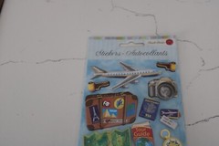 Punch Studio Dimensional Sticker Train Luggage Map Plane Ticket Scrapbooking Art