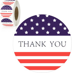 American Thank You Stickers, 500PCS American Flag Stickers, 1 Inch round Thank Y