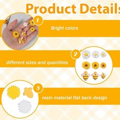 100Pcs Resin Bees Daisy Flowers Decor Bumblebee Embellishment Bees Flatback B…