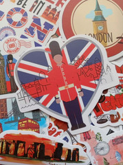 LOT OF 10 pcs ENGLAND UK travel vacation souvenir drawing themed decals london