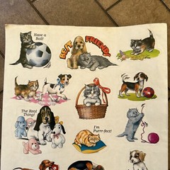 Vintage Scholastic Puppies Kittens Sticker Sheet