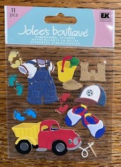 RARE JOLEES TODDLER BOY TOYS Sand Castle Bucket Truck Beach 3D Scrapbook Sticker