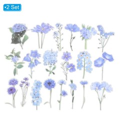 PATIKIL Transparent Flower Vinyl Stickers, 80 Sheet Waterproof PET Blue