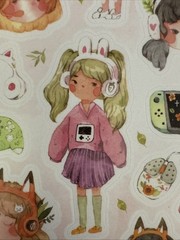 QIARA TEOR DRAWING Stickers (20+pc)Watercolor•Girl•Phone •Headphone•Card Making•