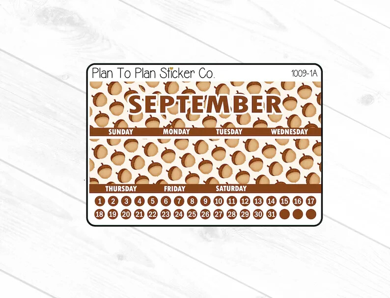 1009-1C~~September 8.5X11 Monthly View Planner Stickers.