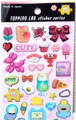 GAIA Topping LAB Kawaii Upbeat Sticker Animal Cat Bear Sweets Kids MADE IN JAPAN