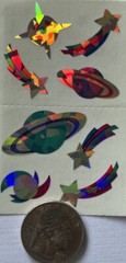 SPARKLE SPACE Prismatic Stickers(8pc)Mrs.Grossman’s •Universe•Star•Rainbows•Moon