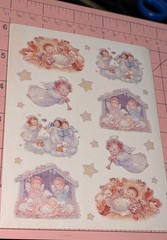 Vintage Hallmark Stickers Christmas Angels Manger Age Discoloration 1 Sheet