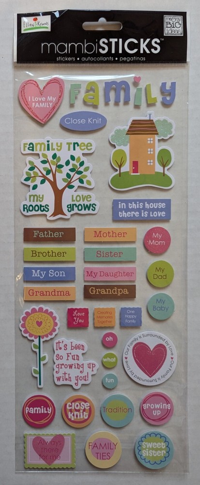I Love My Family Mom Dad Brother Sister Scrapbooking Stickers Me & My Big Ideas