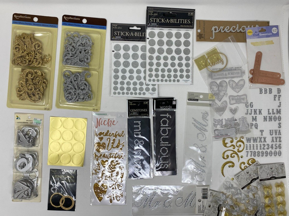 Bling Gemstone Stickers Huge Lot 25 Packs Rhinestone Jewel Adhesive Gem Wedding