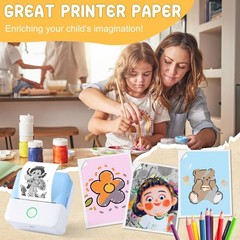 Portable 10-Roll Set of Self-Adhesive Printable Stickers for Mini Printers