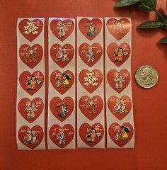 20 Cute Vintage Style Valentine Stickers/Retro Style Valentines Day Stickers
