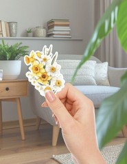 Daffodils Flower Die Cut Vinyl Stickers Set Scrapbooking Laptop WaterBottle