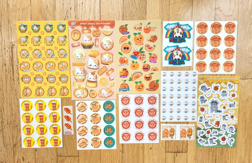 193 ORANGE SNIFF Stickers VINTAGE POPSICLES Desserts ORANGE JUICE Cupcakes FRUIT