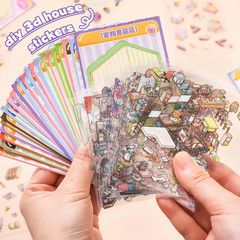 32 Sets Pocket DIY 3D Sticker Scene Collection Book DIY 3D House Stickers Therap