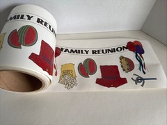 Vintage Family Reunion sticker ROLL. Scrapbook Mania Rare, Food, Banner Stickers
