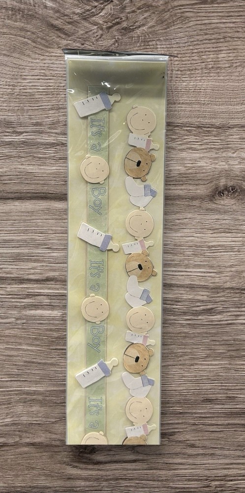 The Paper Studios It’s A Boy Teddy Bear 3-D Dimensional Sticker Strips READ