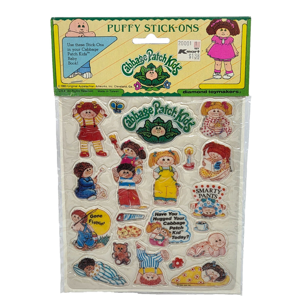 VINTAGE 1983 CABBAGE PATCH KIDS PUFFY STICKERS NEW IN PACKAGE SEALED STICK-ONS