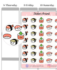 Cute Sushi Planner Sticker, Japanese Food Icon Sticker, Calendar and Journal