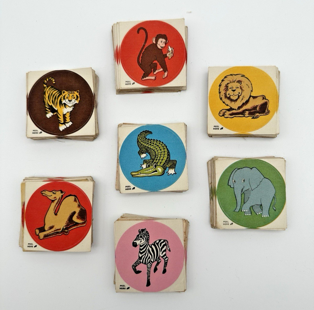 Vintage Animal Stickers African Safari Lion Monkey Crocodile