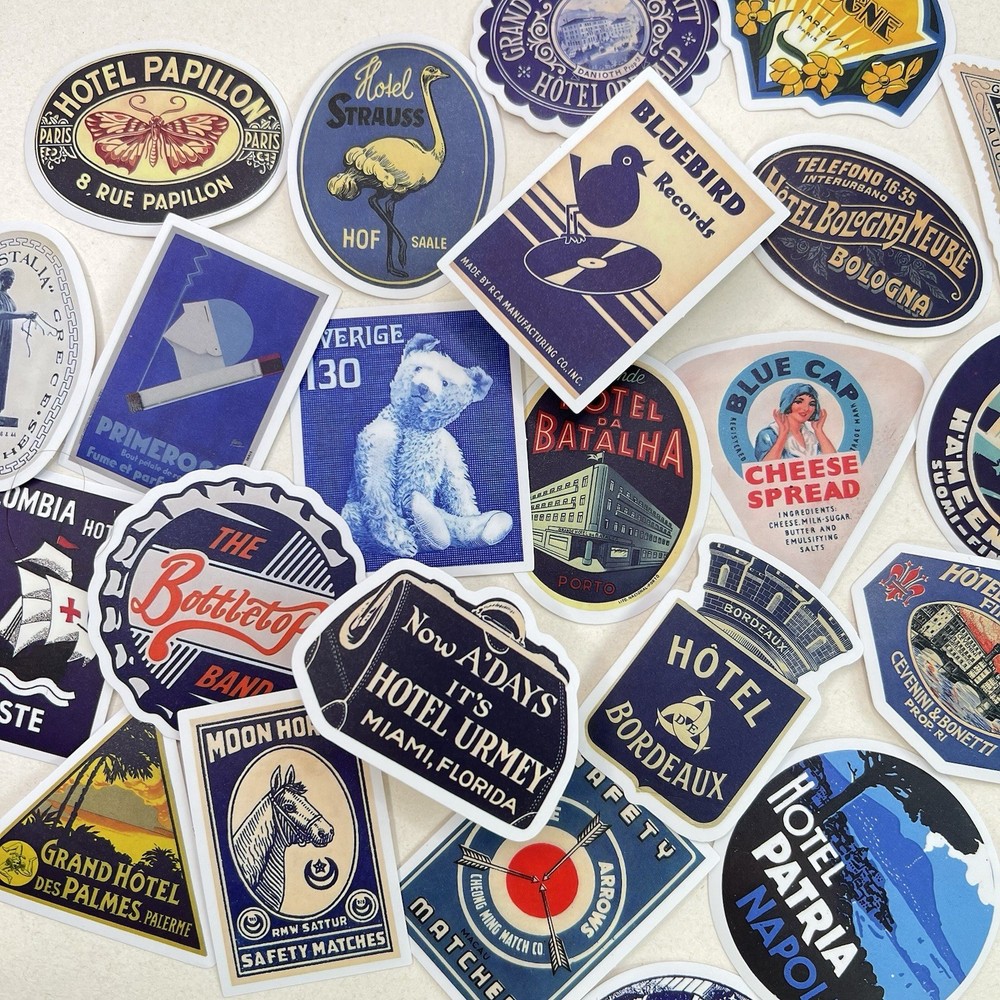 World Travel Advertising Stickers Vintage Style Collage Junk Journal