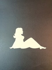 Vintage Stickers MUD FLAP GIRL Glossy Foil Vending Sticker VTG PVI Flames 01