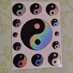 Vintage Y2K Ying And Yang Prismatic Holographic Kodak Sticker Sheet Rare NOS