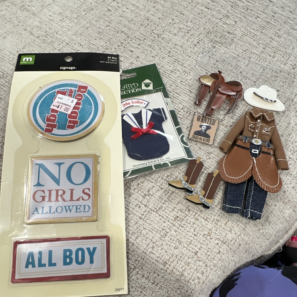 Western Doll Outfit Set w/ Hat Pants Coat/Jacket Belt Saddle, Brown/Blue/White