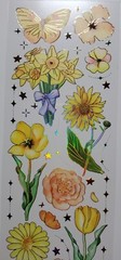 Orange & Yellow Floral stickers with holographic gold accents. 3 sheets. You cut