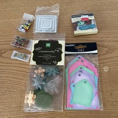 Mixed Scrapbook Craft Supplies Card Making Embellishments Lot w Organizer Wheel