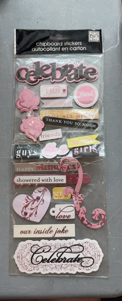 Me & My Big Ideas Celebrate Chipboard Stickers Scrapbook Card Making New