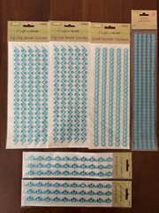 Crafters Square JEWEL BORDER STICKERS Blue Multiple Sheets Scrapbooking Crafting