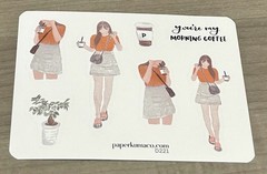 NEW PaperKumaCo “Morning Coffee” Sticker Sheet Paper Kuma Co PKC Stickers